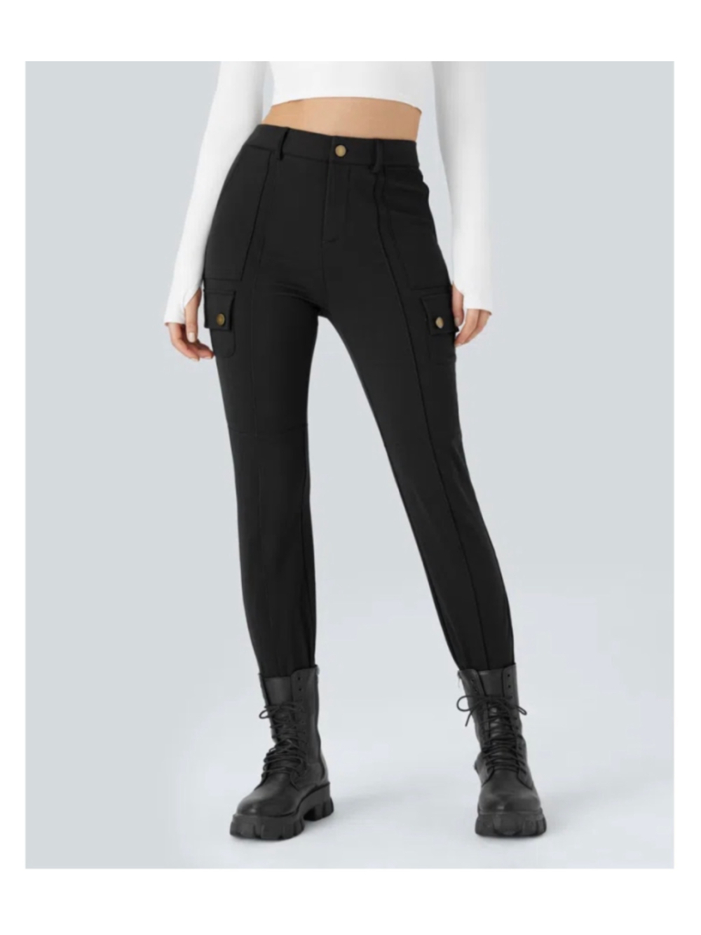 Halara DayStretch High Waisted Zipper Pockets Solid Skinny Cargo Pants XS(Regula